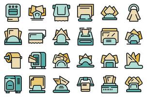 Napkin holder icons set vector color line