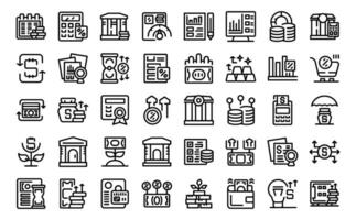 Investment banking icons set outline vector. Money save vector