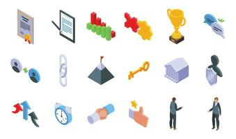 Partnership icons set isometric vector. Business finance vector