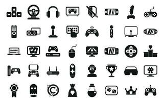 Online games icons set simple vector. Camera cyber vector