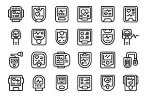 Pulse oximeter icons set outline vector. Health monitor vector