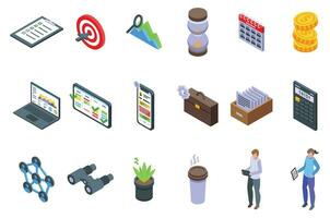 Project Management icons set isometric vector. Team software vector