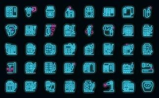 Welding machine icons set vector neon