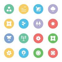 Trendy Flat Icons of Nature and Forest vector