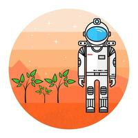 Astronaut grow plants on Mars. vector