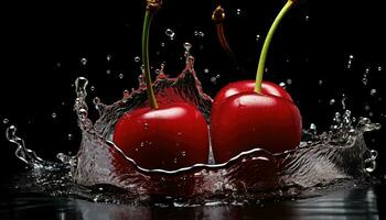 photografi cherry with water AI generated photo