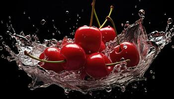 photografi cherry with water AI generated photo