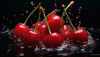 photografi cherry with water AI generated photo