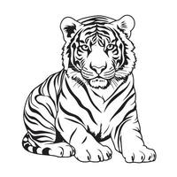 negro y blanco Tigre dibujos en un blanco antecedentes vector