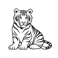 negro y blanco Tigre dibujos en un blanco antecedentes vector