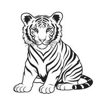 negro y blanco Tigre dibujos en un blanco antecedentes vector