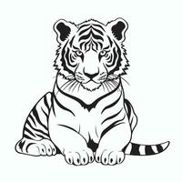 Black and white tiger drawings on a white background vector