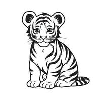 negro y blanco Tigre dibujos en un blanco antecedentes vector