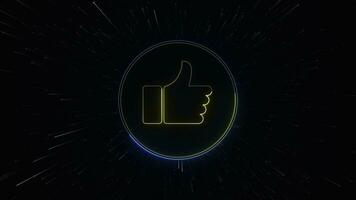 Loopable Neon Thumb Up Animation, Social Media Reaction video