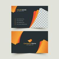 Black and orange business card, name card template vector
