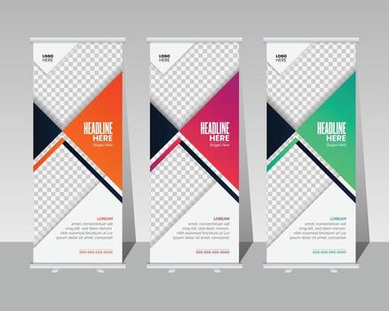 Roll up banner design template with geometric shape vector