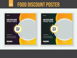 Modern food menu social media post banner template with two color vector