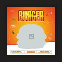 Burger social media post or webinar template vector