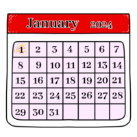 calendrier janvier 2024 png