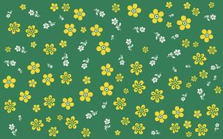 a green background with yellow flowers vector