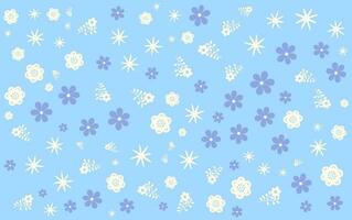 seamless blue and white flowers pattern vector