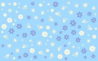 seamless blue and white flowers pattern vector