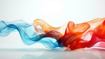 3D Abstract wavy glass with blue and orange color isolated white background photo