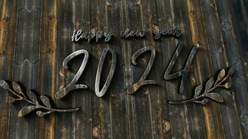 2024 Happy new year wood text cinematic title background video