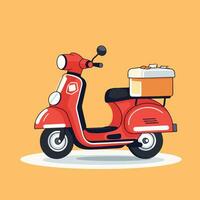 Delivery scooter bike flat vector illustration