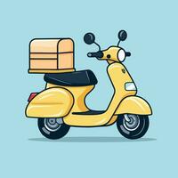 Delivery scooter bike flat vector illustration