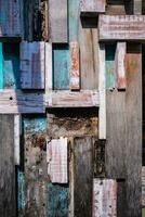 Background texture pattern of weathered wooden wall cladding photo