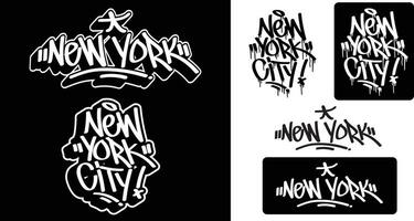 nuevo York texto en pintada etiqueta fuente estilo. pintada texto vector ilustraciones.