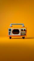 3D Plastic miniature old radio is made of plastic block photo