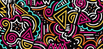 Graffiti background with throw-up, scribble and tagging in vibrant colors. Abstract graffiti in vector illustrations.