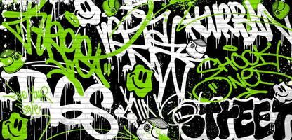 Graffiti background with throw-up, scribble and tagging in vibrant colors. Abstract graffiti in vector illustrations.