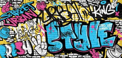 Graffiti background with throw-up, scribble and tagging in vibrant colors. Abstract graffiti in vector illustrations.