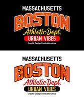 Boston Massachusetts shadow line urban sports typeface, for print on t shirts etc. vector