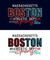 Boston Massachusetts striped shape urban sports typeface, for print on t shirts etc. vector
