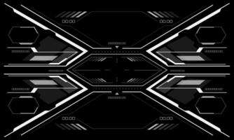 HUD sci-fi interface screen view white geometric on black design virtual reality futuristic technology creative display vector