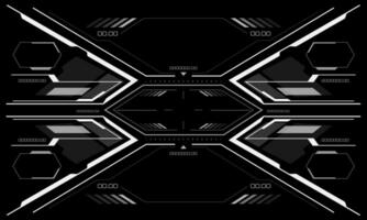 HUD sci-fi interface screen view white geometric on black design virtual reality futuristic technology creative display vector