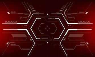 HUD sci-fi interface screen view white geometric on red design virtual reality futuristic technology creative display vector