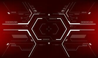 HUD sci-fi interface screen view white geometric on red design virtual reality futuristic technology creative display vector