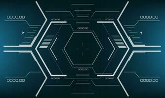 HUD sci-fi interface screen view white geometric on blue design virtual reality futuristic technology creative display vector