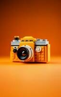 3D Toy camera made of plastic block toys photo