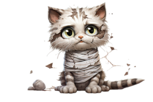 a cartoon cat with a bandage on its head,AI Generative png