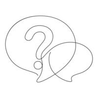 continuous line drawing of question mark with chat bubble minimalism vector