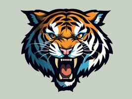 Angry tiger esport logo vector illustration with isolated background