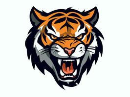 Angry tiger esport logo vector illustration with isolated background