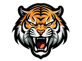 Angry tiger esport logo vector illustration with isolated background