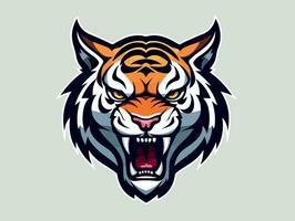 Angry tiger esport logo vector illustration with isolated background